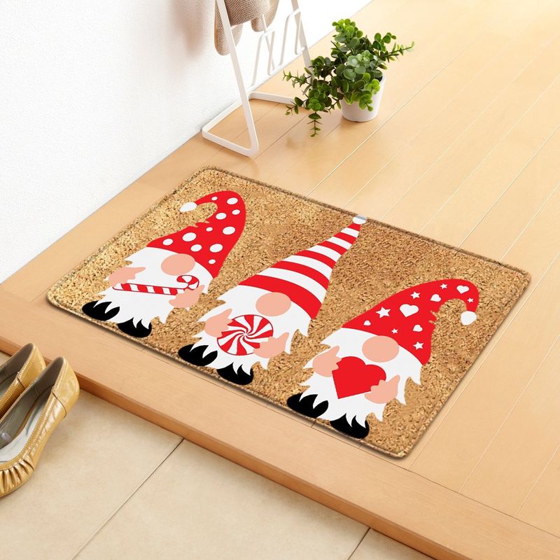 Christmas Carpet Cartoon Dwarf Door Red Santa Claus Floor Holiday Decoration Indoor And Outdoor Foot Absorbent Mat_voghion.com