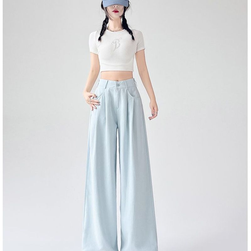 Blue Milk Fu Yamamoto Hosen Damen Frühling Sommer 2025 Neue lässige lose Lazy Wind gerade Anzughose mit weitem Bein_voghion.com