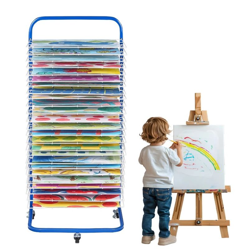 Drying Shelves Wheels Drying 25 With Art Rack Removable Paint Blue Rack_voghion.com