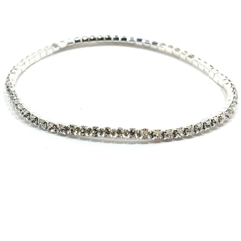 Braccialetto elastico alla caviglia con cristalli intarsiati e diamanti scintillanti, disponibile in più strati, argento e oro_voghion.com