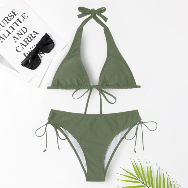 Abbigliamento da donna Costume da bagno Strap On Ins Bikini Sexy Costume da bagno tinta unita Bikini da spiaggia per le vacanze_voghion.com