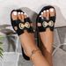 Women's summer Korean version of the bow crystal jelly sandals fashionable flat transparent outer wear non slip beach flip flops_voghion.com
