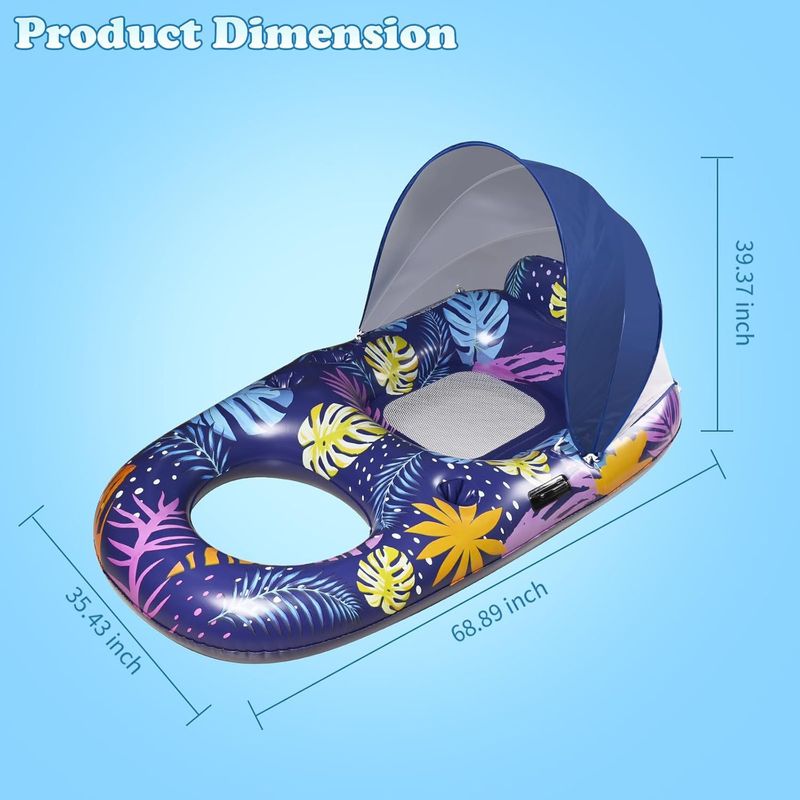 Inflatable Supply Swimming Pool Inflatable Sunshade Adult Lounge Chair Water Floating Raft Sunscreen Floating Row Hammock Tanning Pool Water_voghion.com
