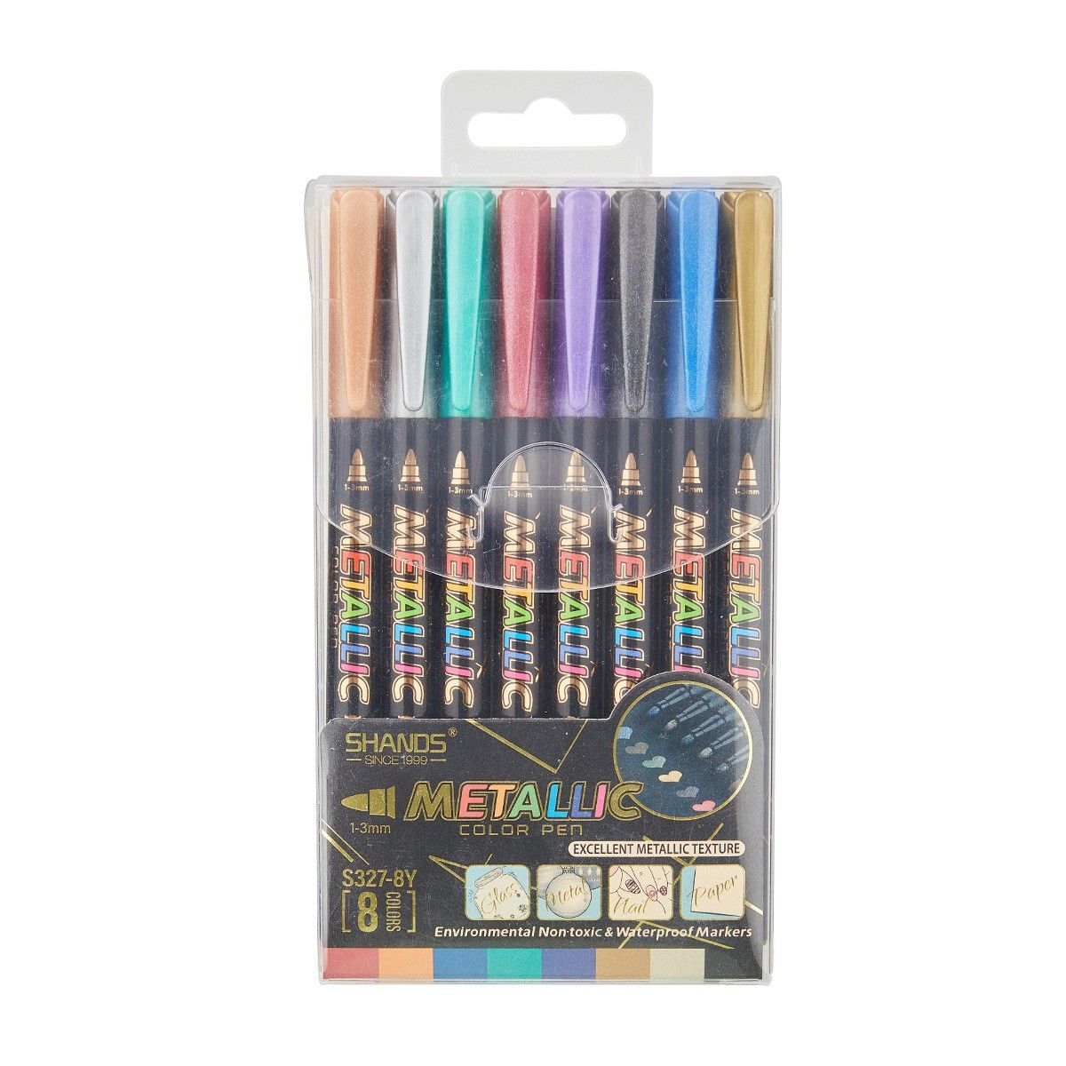 12-Color Metallic Watercolor Markers Set - Quick-Dry, Non-Toxic, Vibrant Paint Pens For Card Making, Art, Journaling, DIY Crafts_voghion.com