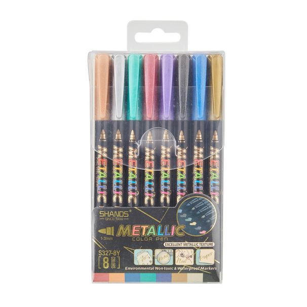 12-Color Metallic Watercolor Markers Set - Quick-Dry, Non-Toxic, Vibrant Paint Pens For Card Making, Art, Journaling, DIY Crafts_voghion.com