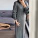 Abito in maglia con cerniera e risvolto, stile musulmano, ampio e casual, per donna_voghion.com