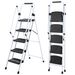 ladder, Folding Ladder Stool, With Anti Slip Wide Pedals, Steel Ladder, With Safety Anti Slip Handle, Lightweight 300 Pound Portable Steel Ladder Stool In White 5 Steps_voghion.com