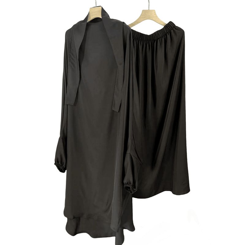 Verve Türkisches Abaya-Set in Volltonfarbe für Damen_voghion.com