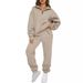 2023 New Women's Solid Color Pocketless Sweater Pants Sweatshirt Set_voghion.com