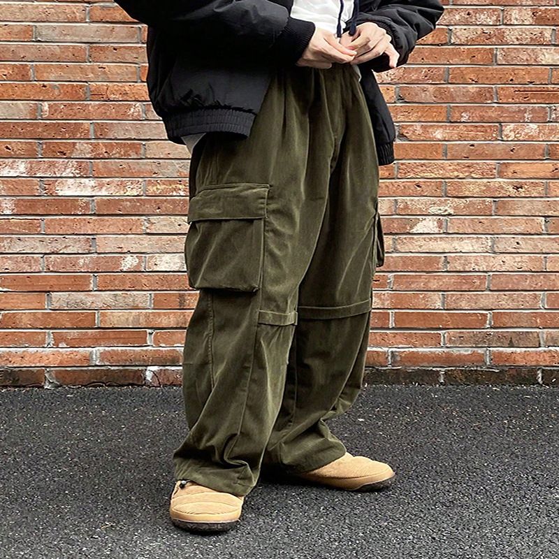 Herrenbekleidung Cord New Style Oberbekleidung Gerade Mode Lose Freizeithose Drapieren Herbst- und Winterhose_voghion.com