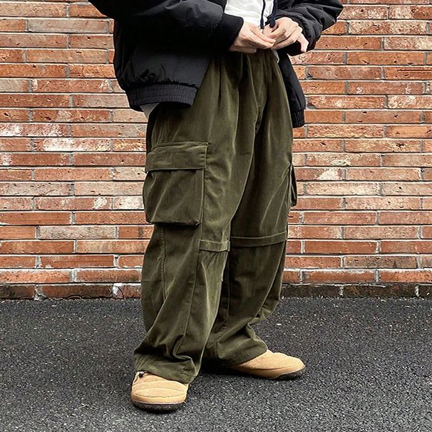 Herrenbekleidung Cord New Style Oberbekleidung Gerade Mode Lose Freizeithose Drapieren Herbst- und Winterhose_voghion.com