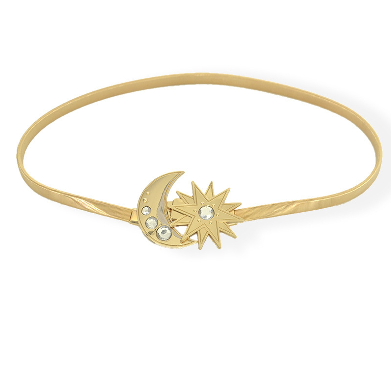 Spring Women's Summer Fresh And Versatile Personalized Star Moon Decorative Buckle Metal Waist Chain_voghion.com