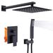 Shower System Shower Faucet Combo Set Wall Mounted With 10" Rainfall Shower Head And Handheld Shower Faucet, Matte Black Finish With Brass Valve Rough-In_voghion.com