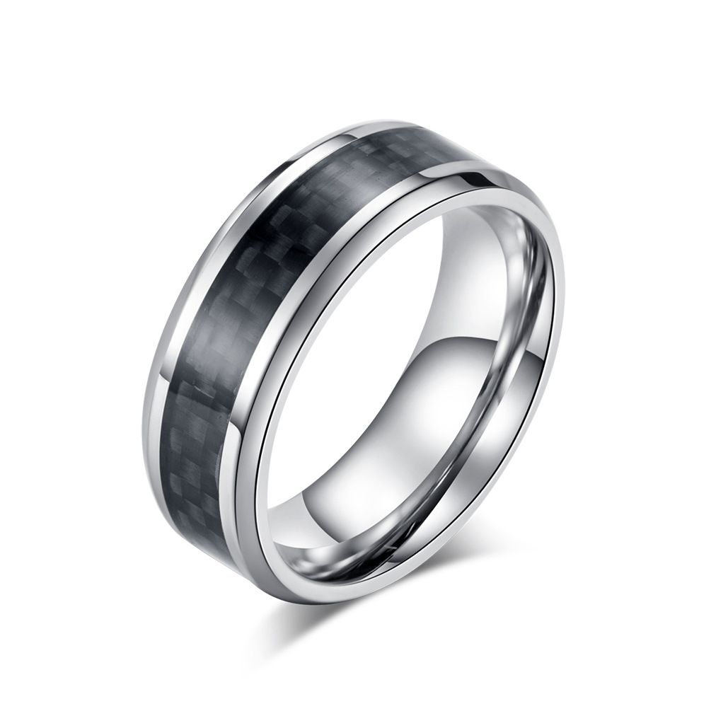 Titanium steel carbon fiber ring men's trendy new hand accessories_voghion.com