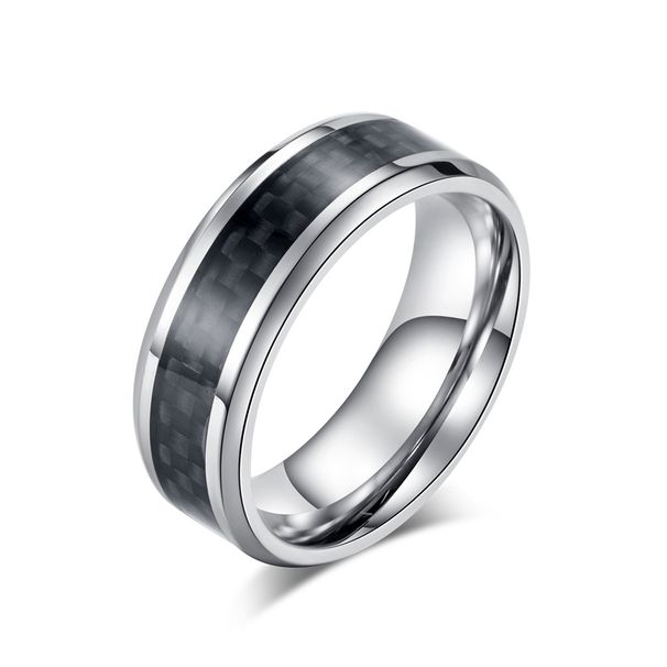 Titanium steel carbon fiber ring men's trendy new hand accessories_voghion.com