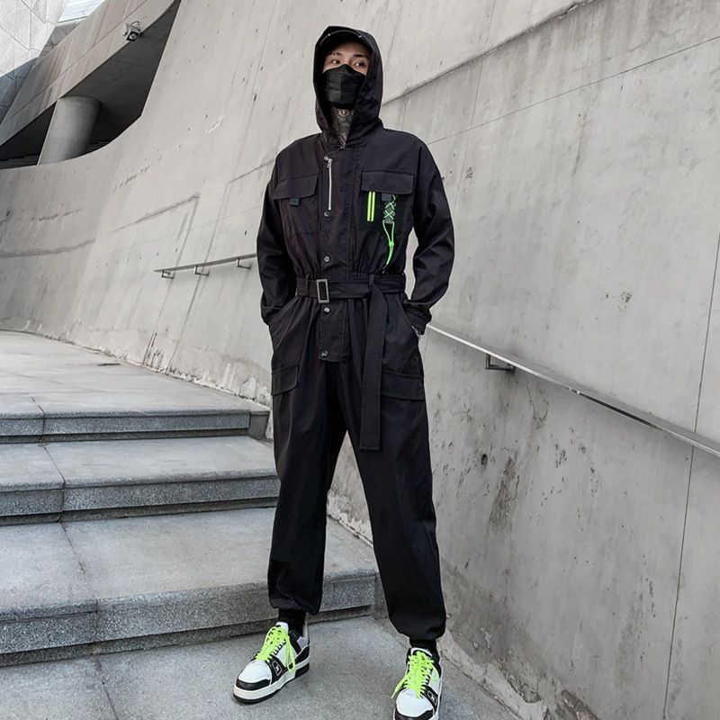 Wholesale spring and summer work wear functional style men's trendy brand ins leg rest youth jumpsuit K907 P125_voghion.com