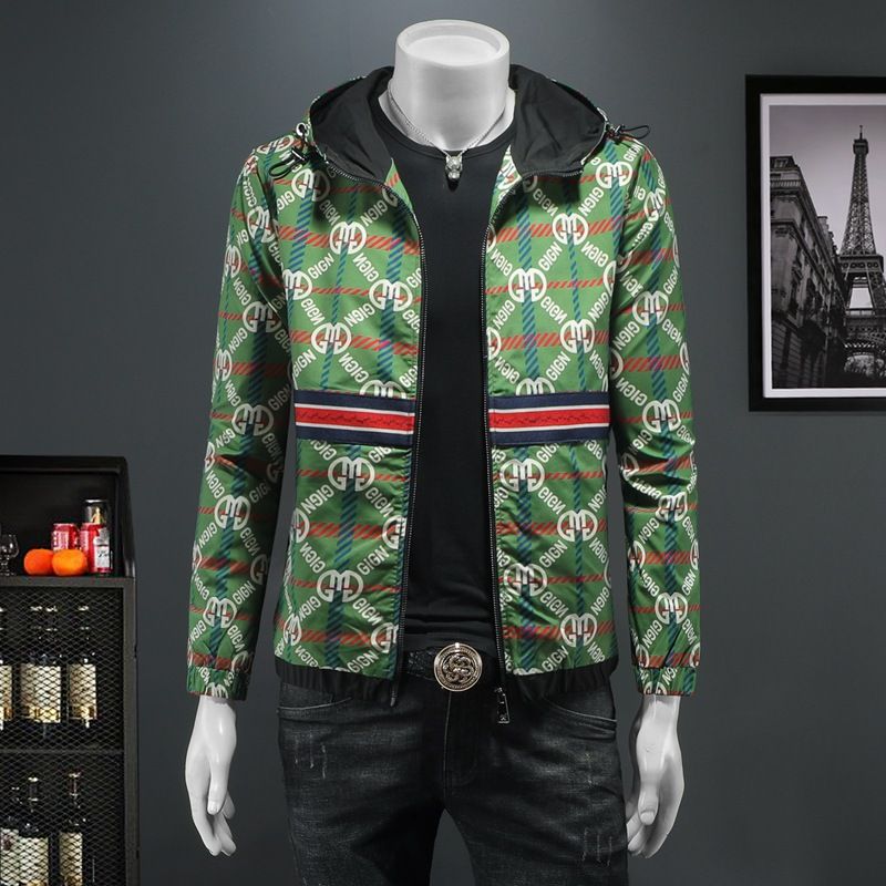 Men's Clothing Men's New Spring and Autumn Hooded Jacket Trendy Brand Casual All Match Coat Printed Top_voghion.com