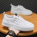 2024 New Summer Breathable Trendy Lace-up Canvas Men's Sports Casual White Shoes Versatile Sneakers_voghion.com