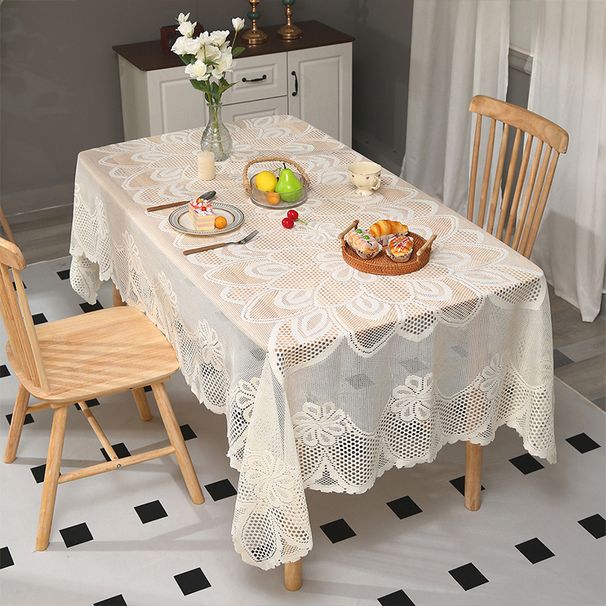 Einfarbige Spitzentischdecke – rechteckiges, modernes, minimalistisches Design für Esstisch und Couchtisch (152,4 x 228,6 cm, ästhetische Heimdekoration)_voghion.com