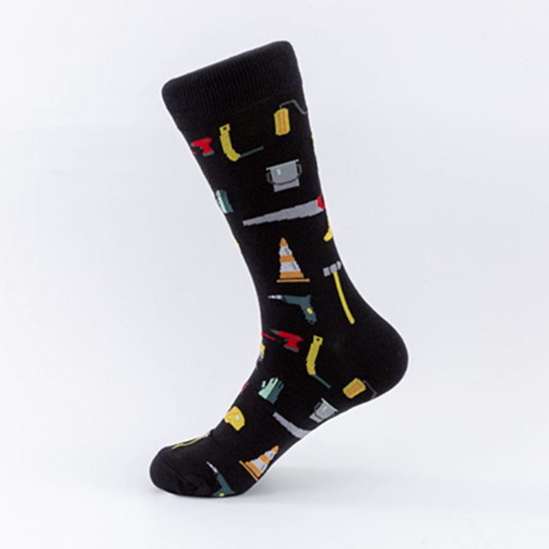 Men's socks Art style Socks casual cotton casual mid-tube couple socks_voghion.com