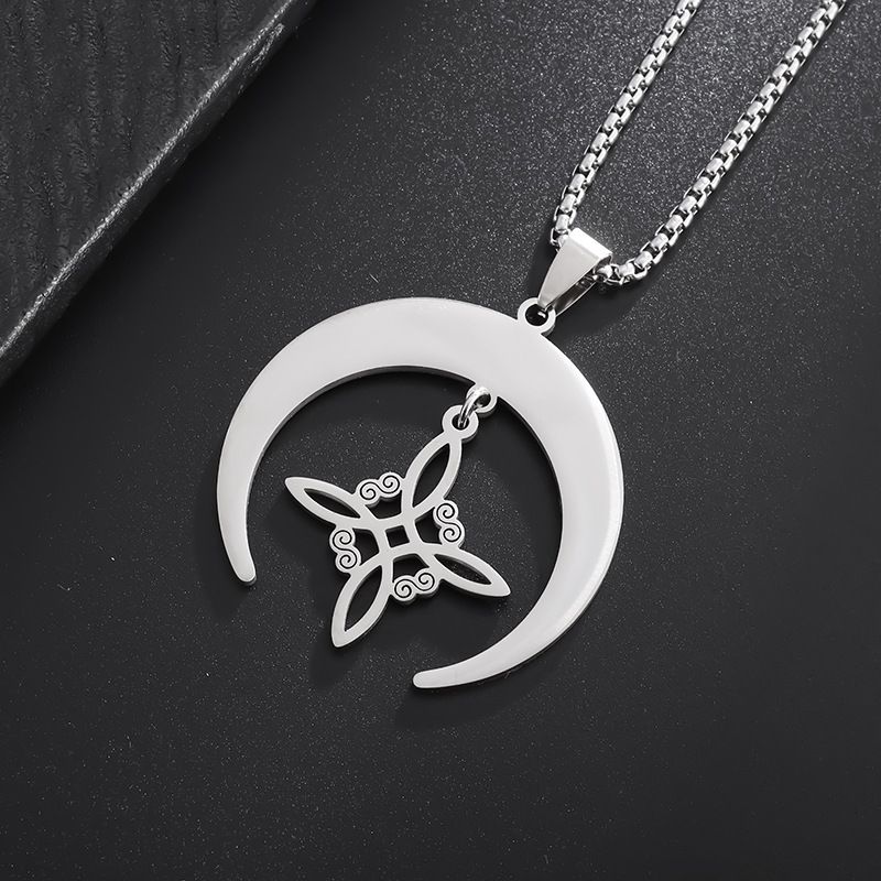 Collana con ciondolo celtico Trinità Teu, luna irlandese, da uomo, nordico, vichingo, in acciaio inossidabile_voghion.com