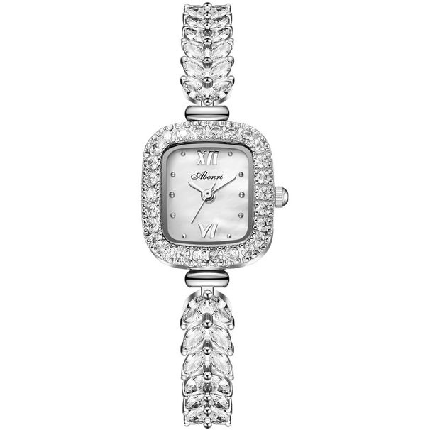 Elegant Square Mermaid Dial Women's Watch With Full Diamond Accents - Stainless Steel Band, Mineral Crystal, 30M Water Resistant_voghion.com