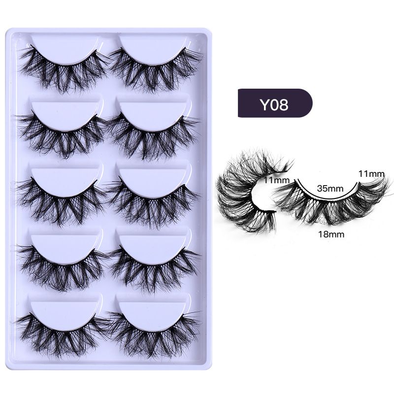 Doppeltes Augenlid, europäische und amerikanische falsche Wimpern, 3D, 5 Paar weiche, gekreuzte Curling-Wimpern_voghion.com