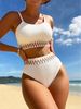 Qianmo Clothing 2024 High Waist Split Swimsuit Women's Multi Color New Sexy Bikini_voghion.com