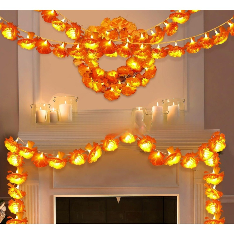 Dahlia LED String Marigold Party Atmosphere Decorative Lights Mexican National Flower New Halloween Model_voghion.com