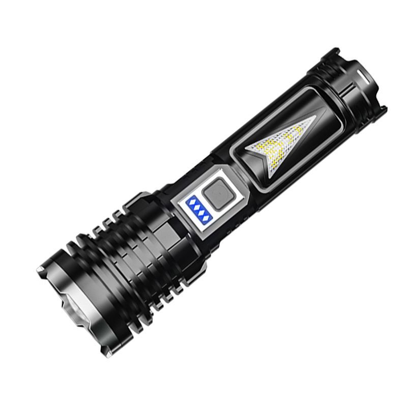 High-Power White Laser Flashlight - Ultra Focus Zoomable Beam With Red/Blue Side Lights, Long Range Tactical Flashlight For Outdoor, Emergency_voghion.com