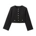 Women s clothing autumn and winter new fashion round neck cardigan short casual jacket_voghion.com