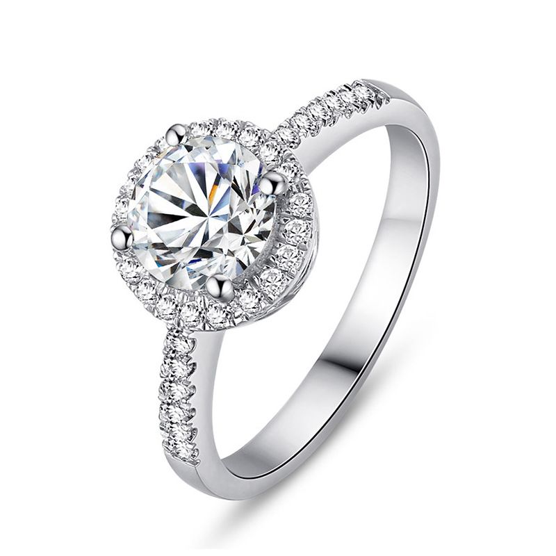 New 2 Carat Elegant Exquisite Round Simulated Moissanite Open For Women Cluster Zircon Adjustable Ring_voghion.com