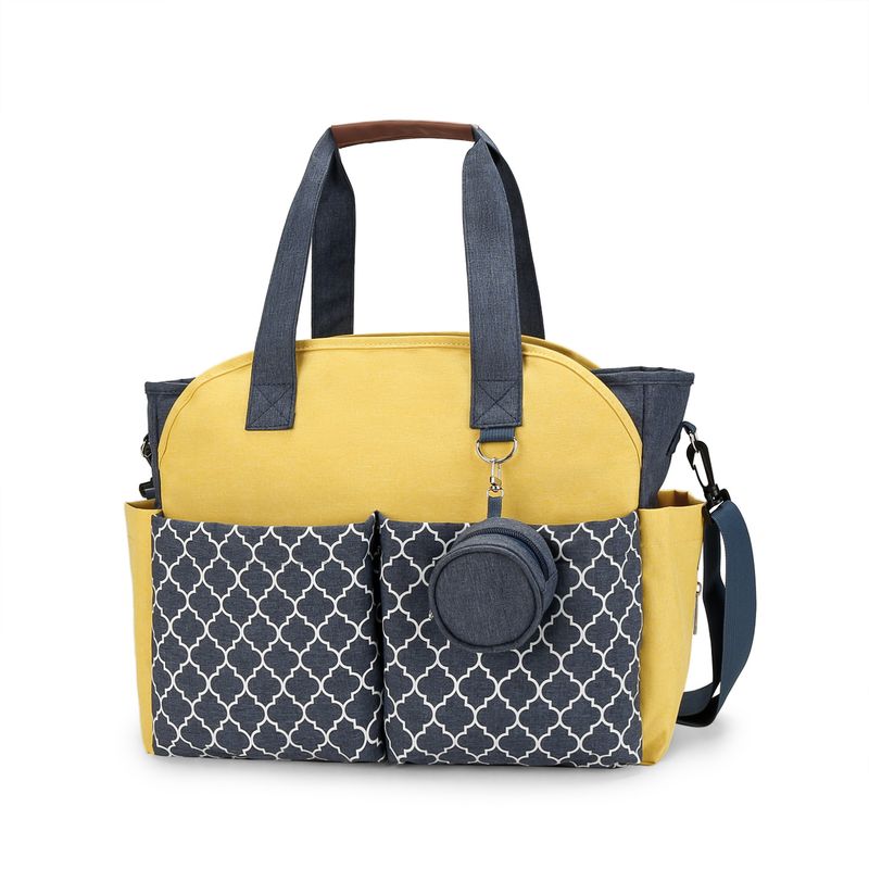 Portable Shoulder Mommy Bag Printed Geometric Pacifier Bag Travel Outdoor Waterproof Mother Wet and Dry Separation Diaper Bag_voghion.com
