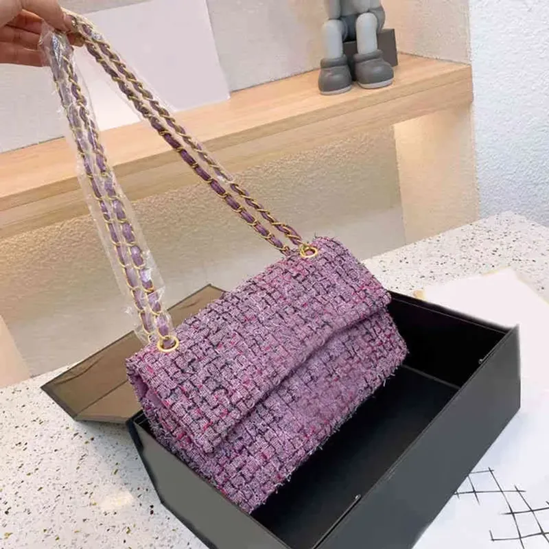 Woolen Designer Designer Kette Achsel Handtaschen Frauen Unterarm Tasche Grid Umhängetaschen Kette Dame Geldbörse 220708/220902_voghion.com