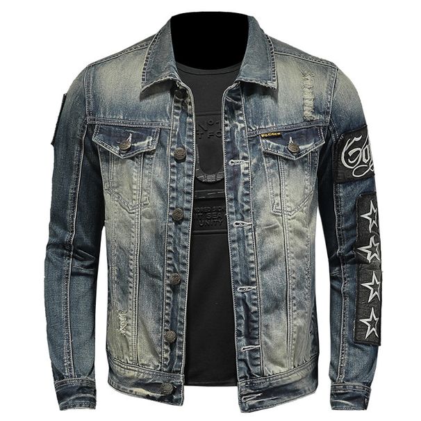 Herenkleding Heavy Star Patch Denim Top herenjack_voghion.com