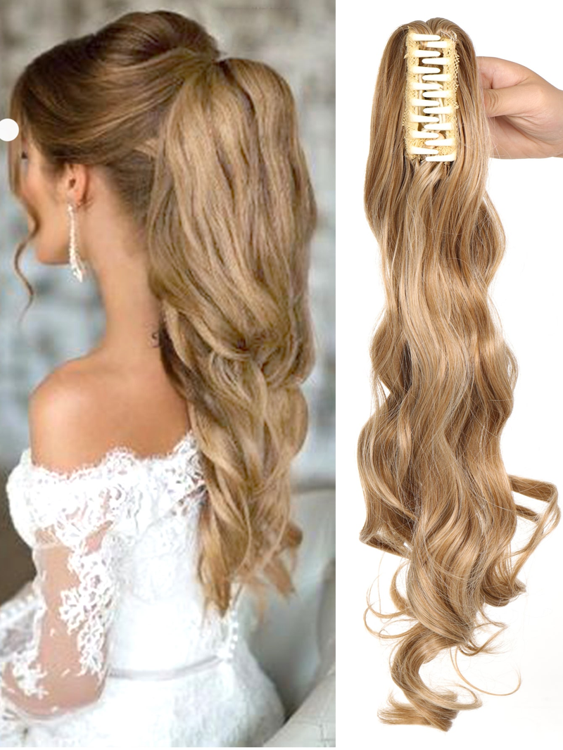Wigs Claw Clip Curly Ponytail Synthetic Hair Extensions_voghion.com