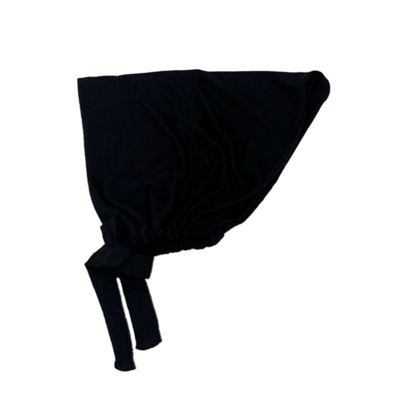 Vêtements pour femmes, couleur unie, coton mercerisé, sangle élastique, bas, chapeau, cravate réglable, foulard, casquette musulmane en laine_voghion.com