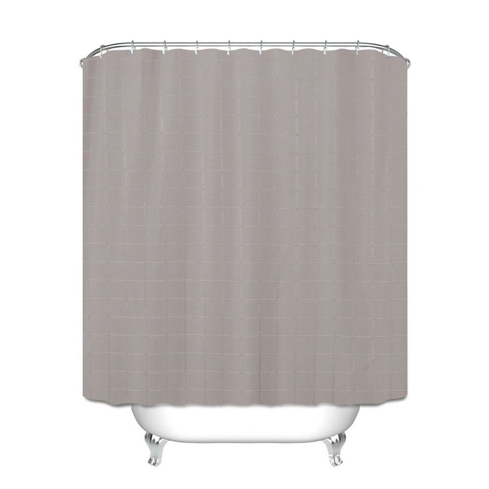 Waffle Weave & Check Jacquard Shower Curtain – Premium Polyester Water-Resistant Bath Liner (Modern Stripes/Grid Patterns, 11 Trendy Colors)_voghion.com