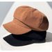 Women's Autumn Winter Octagonal Artistic Beret Corduroy Newsboy Cap British Style Painter Hat_voghion.com