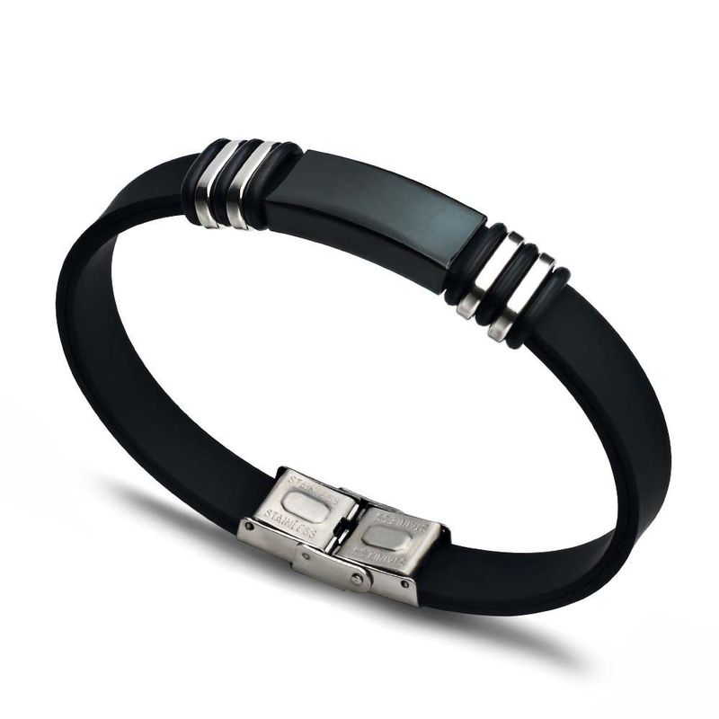 Mote sjarm smykker rustfritt stål glatt glanset silikon armbånd menn vintage titan stål mansjett armbånd pulseira_voghion.com