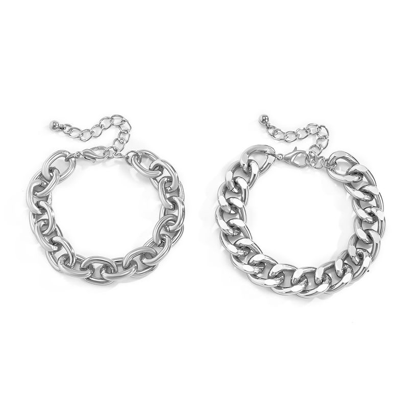 Alloy Jewelry Geometric Thick Set Bracelet For Women Hip Hop Trendy Cool Metal Aluminum Chain_voghion.com