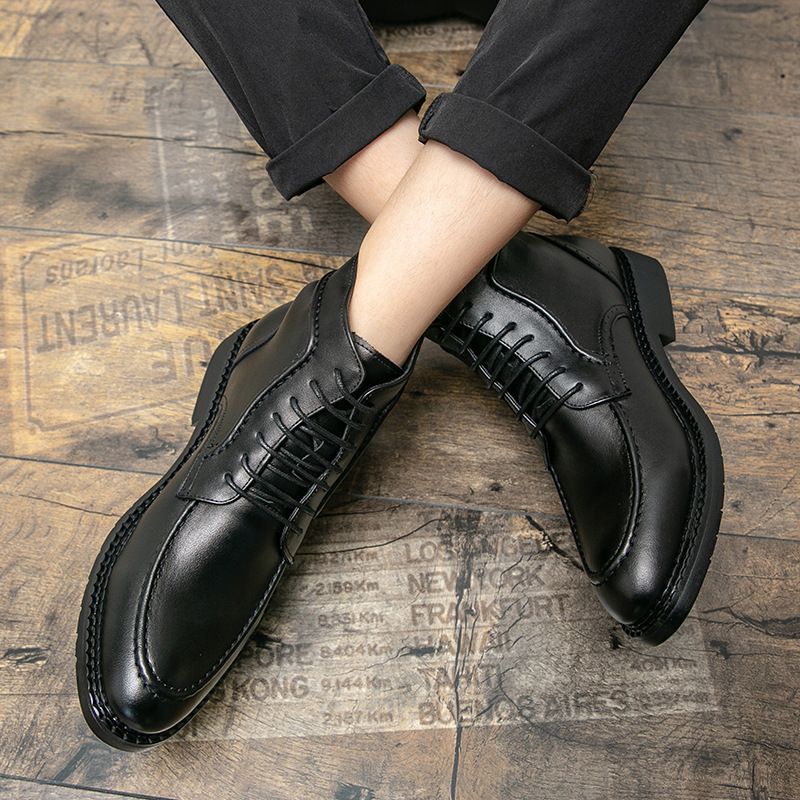 Stivali bassi da uomo TerraStride, casual, stile britannico, con punta a punta, allacciati, con suola spessa e allacciatura a punta_voghion.com