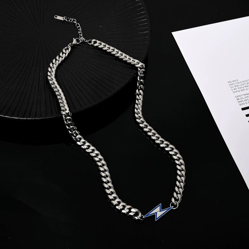 Collana cubana con fulmine tempestata di diamanti 2025 per uomo, stile di alta qualità, girocollo resistente alla luce, stile street hip-hop in titanio_voghion.com