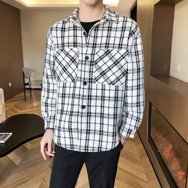 Nuova giacca a camicia a quadri autunnale per la moda maschile, ampia e casual, versatile giacca a camicia a maniche lunghe_voghion.com