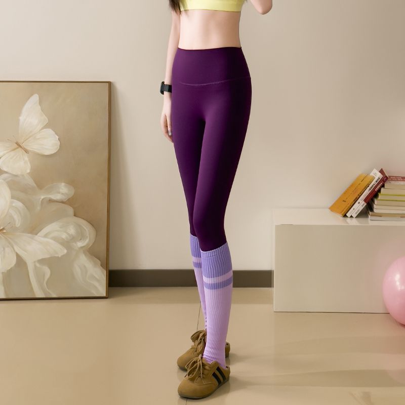 Elastic Purple Yoga Women's Fitness Pants Barely There No Embarrassing Lines Pocket Tight Running_voghion.com