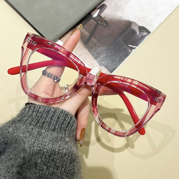 New trendy transparent frame anti-blue flat mirror retro cat eye glasses frame_voghion.com