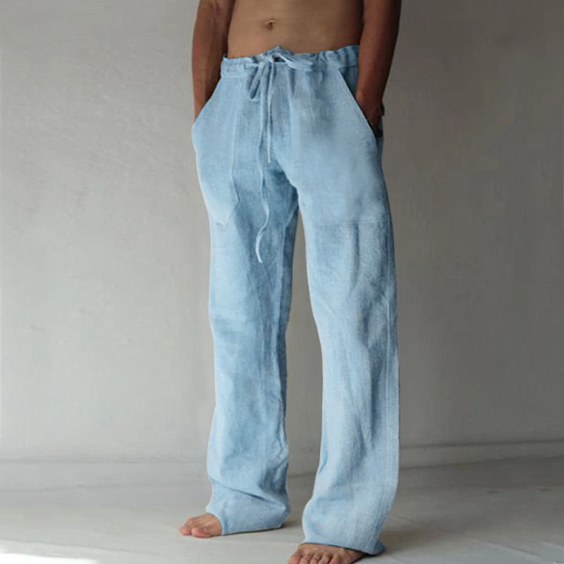 2023 New Men's Pants Linen Casual Solid Color Thin Linen Men's Pants_voghion.com