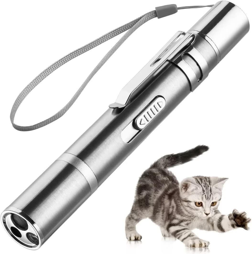 Jouet interactif pour chat avec pointeur laser à LED rouge, longue portée, 3 modes de projection, pour interagir avec les chatons, rechargeable par USB_voghion.com