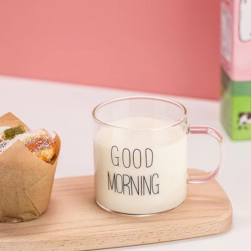 Good Morning Glass Mug - 100ml Small Coffee Cup, Borosilicate Heat-Resistant, Microwave & Dishwasher Safe, Minimalist Breakfast Cup_voghion.com