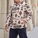 Herrenbekleidung Herren-Fleece-Kapuzenpullover – Dicker Winterpullover mit lockerer Passform, Retro-Streetwear-Stil, geometrischer Print (Beige, S–XXL)_voghion.com